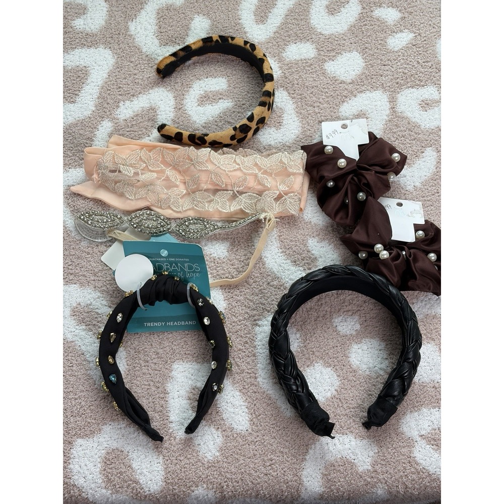Lot of 7 Headbands, Wraps, Scarfs/ Scrunchies And Other Accessories - Bulk Pack